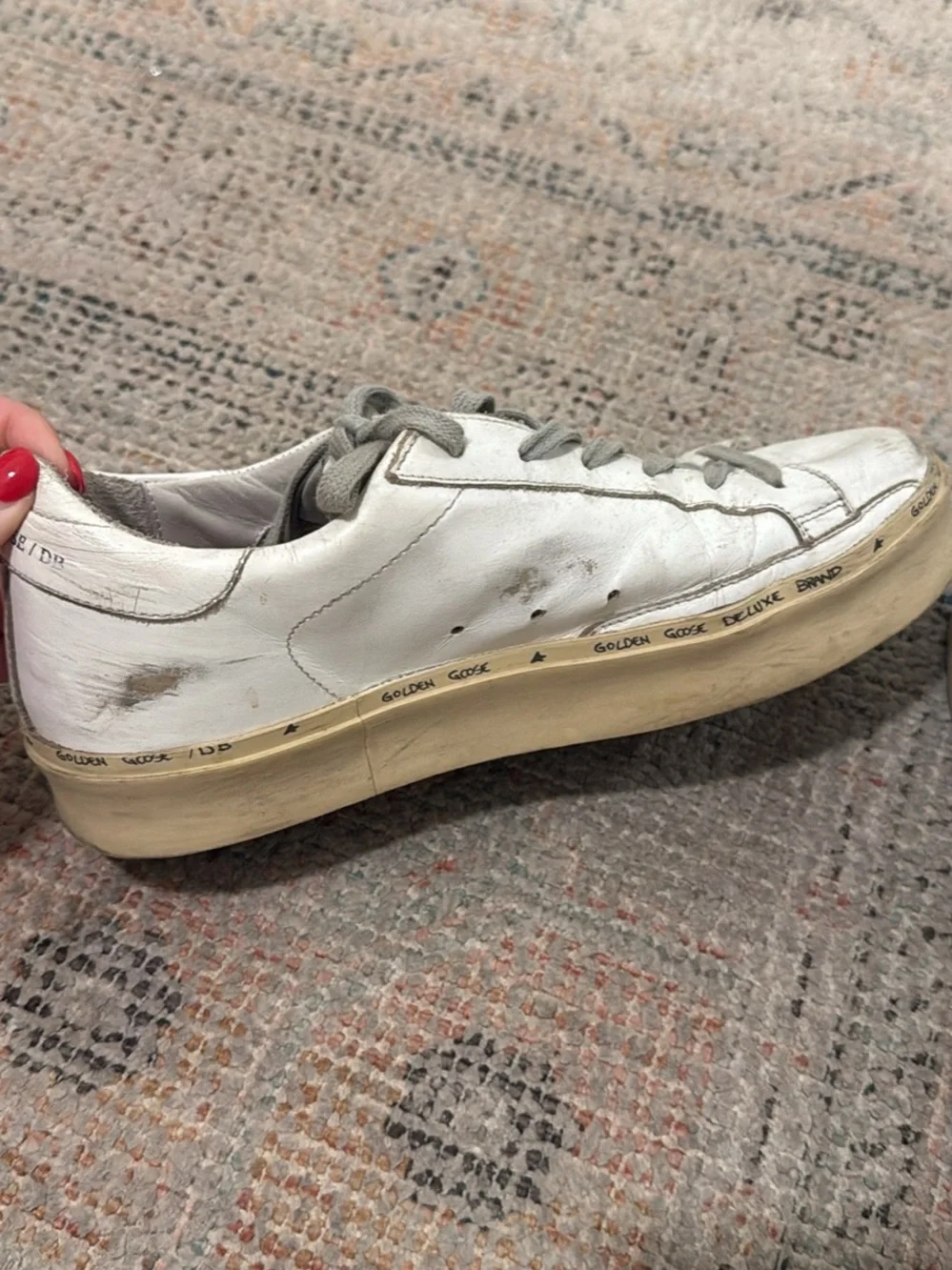 Golden Goose Kids White Leather Sneakers with Gold Star Accent